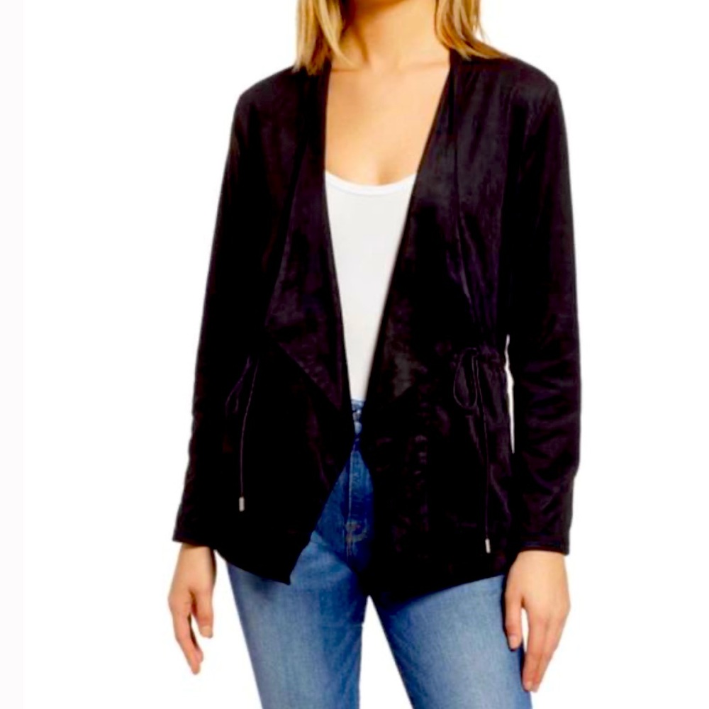 BLANCNYC Drape Front Faux Suede Jacket